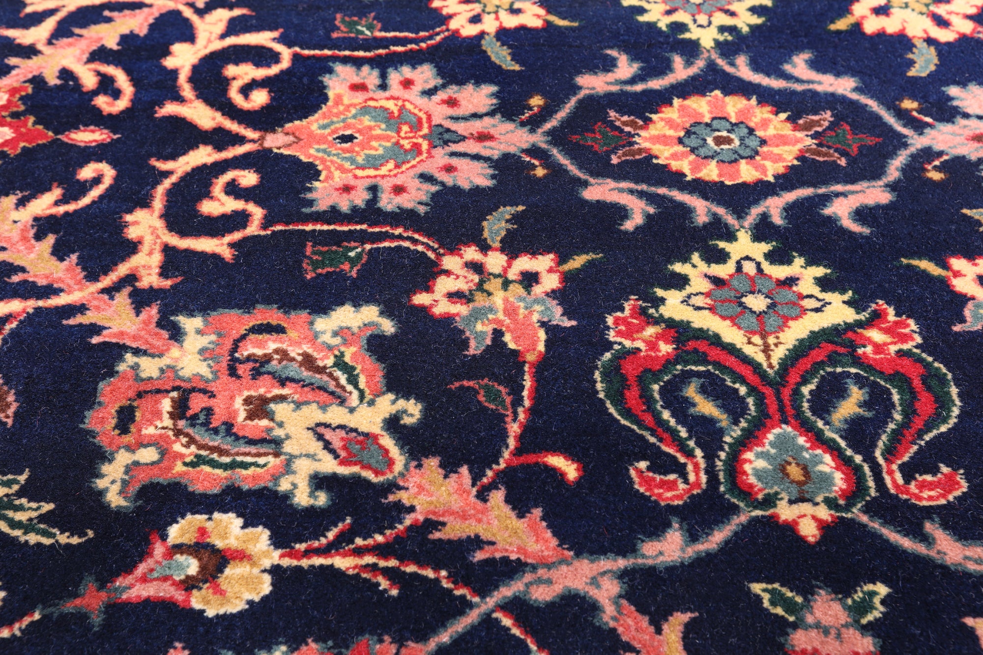 Navy Blue Persian Fine Tabriz Handmade Wool Rug - 12' 0" X 18' 2"