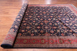 Navy Blue Persian Fine Tabriz Hand-Knotted Wool Rug - 9' 6" X 19' 7"