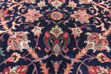 Navy Blue Persian Fine Tabriz Hand-Knotted Wool Rug - 9' 6" X 19' 7"