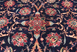 Navy Blue Persian Fine Tabriz Hand-Knotted Wool Rug - 9' 6" X 19' 7"