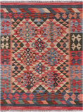 Reversible Kilim Flat Weave Wool On Wool Rug - 3' 0" X 3' 10"