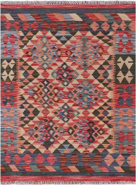 Reversible Kilim Flat Weave Wool On Wool Rug - 3' 0" X 3' 10"