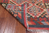 Reversible Kilim Flat Weave Wool On Wool Rug - 3' 0" X 3' 10"