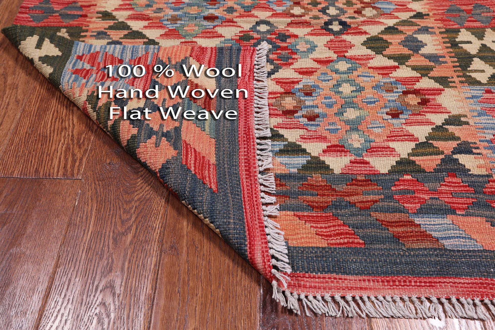 Reversible Kilim Flat Weave Wool On Wool Rug - 3' 0" X 3' 10"