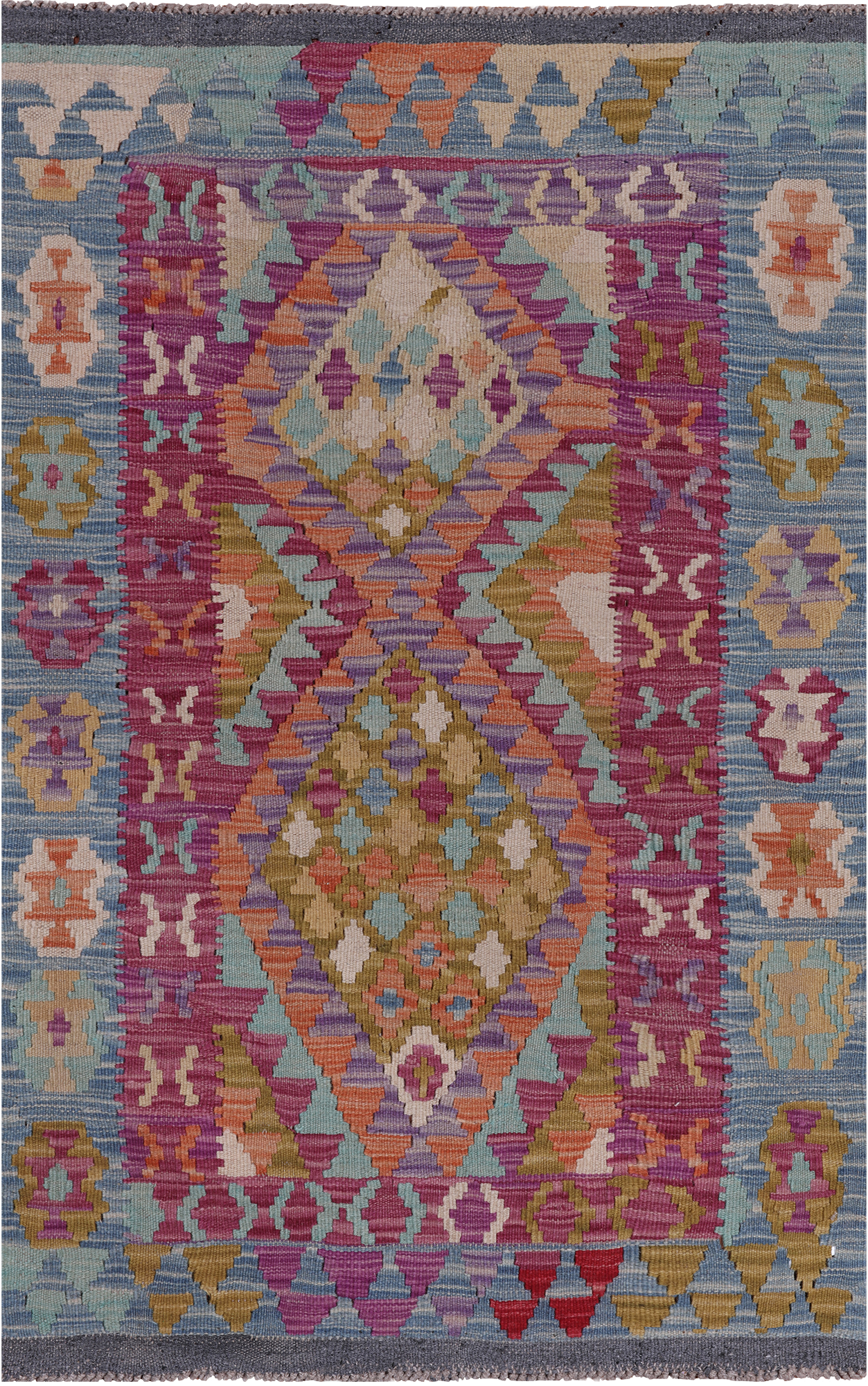 Reversible Kilim Flat Weave Wool On Wool Rug - 2' 8" X 4' 3"