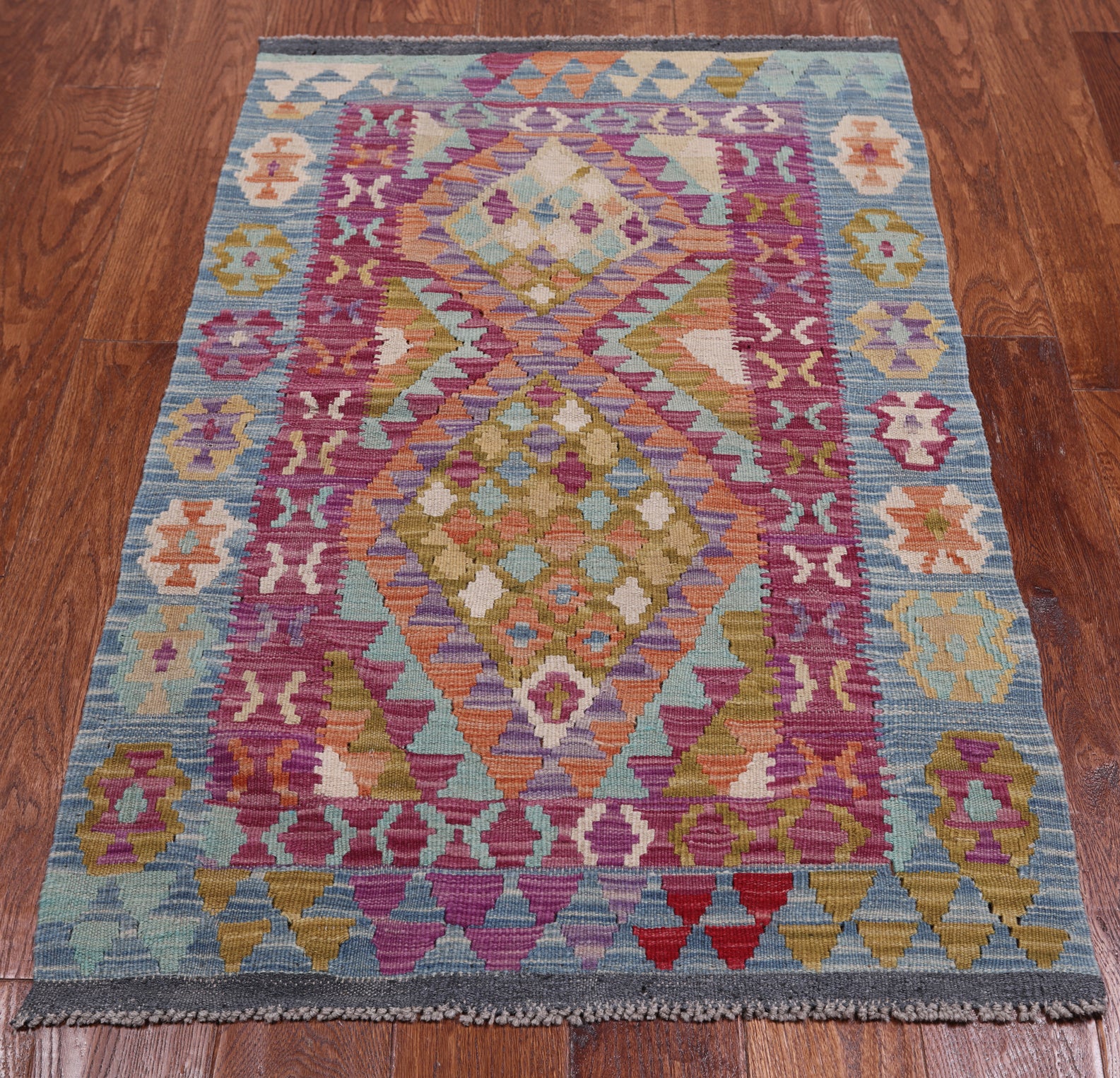 Reversible Kilim Flat Weave Wool On Wool Rug - 2' 8" X 4' 3"