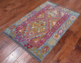 Reversible Kilim Flat Weave Wool On Wool Rug - 2' 8" X 4' 3"