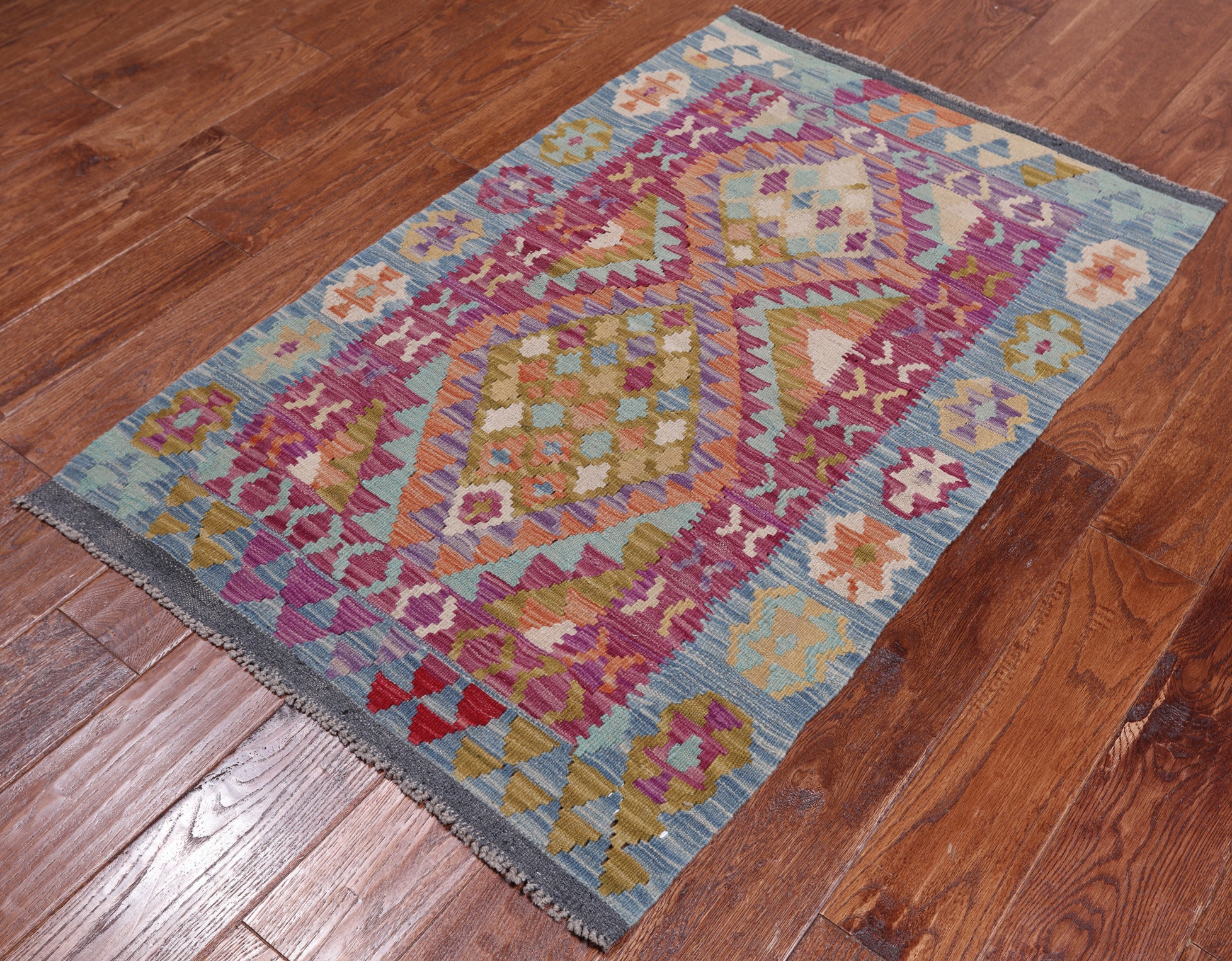 Reversible Kilim Flat Weave Wool On Wool Rug - 2' 8" X 4' 3"