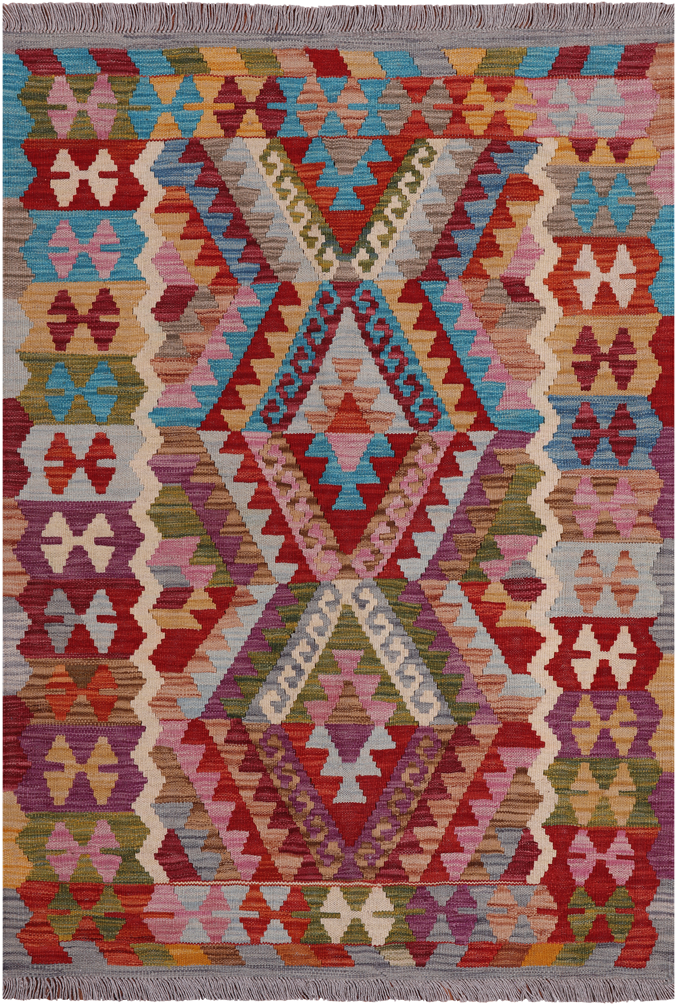 Reversible Kilim Flat Weave Wool On Wool Rug - 3' 6" X 4' 11"