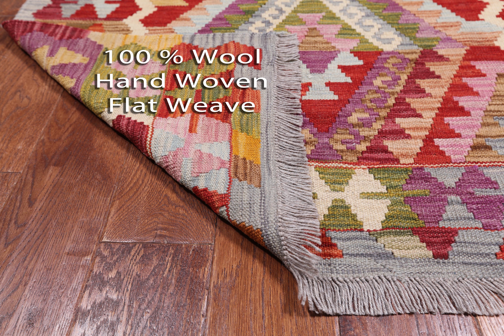 Reversible Kilim Flat Weave Wool On Wool Rug - 3' 6" X 4' 11"