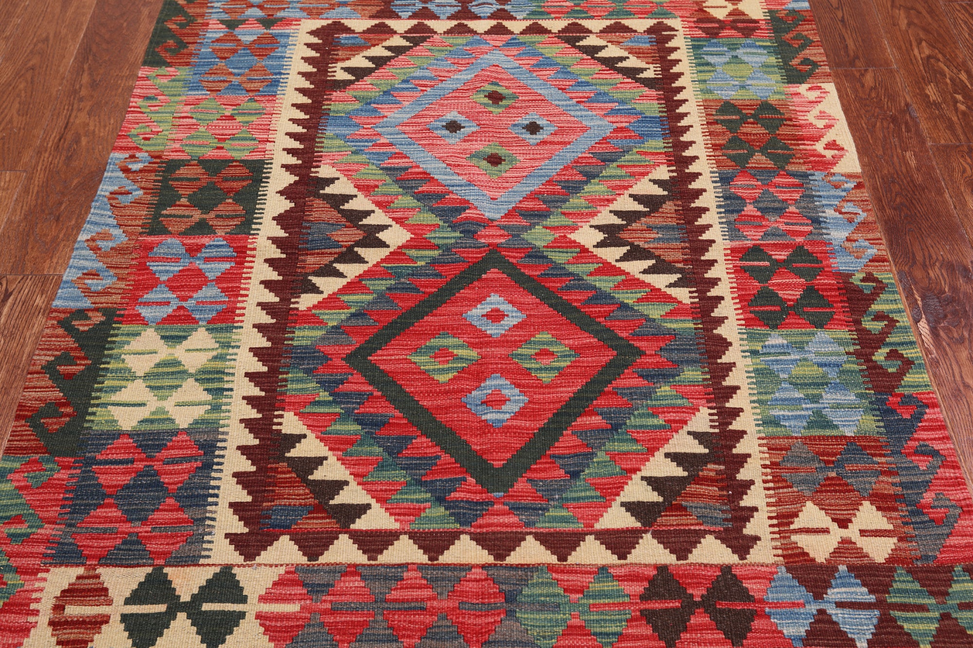 Reversible Kilim Flat Weave Wool On Wool Rug - 4' 1" X 5' 6"