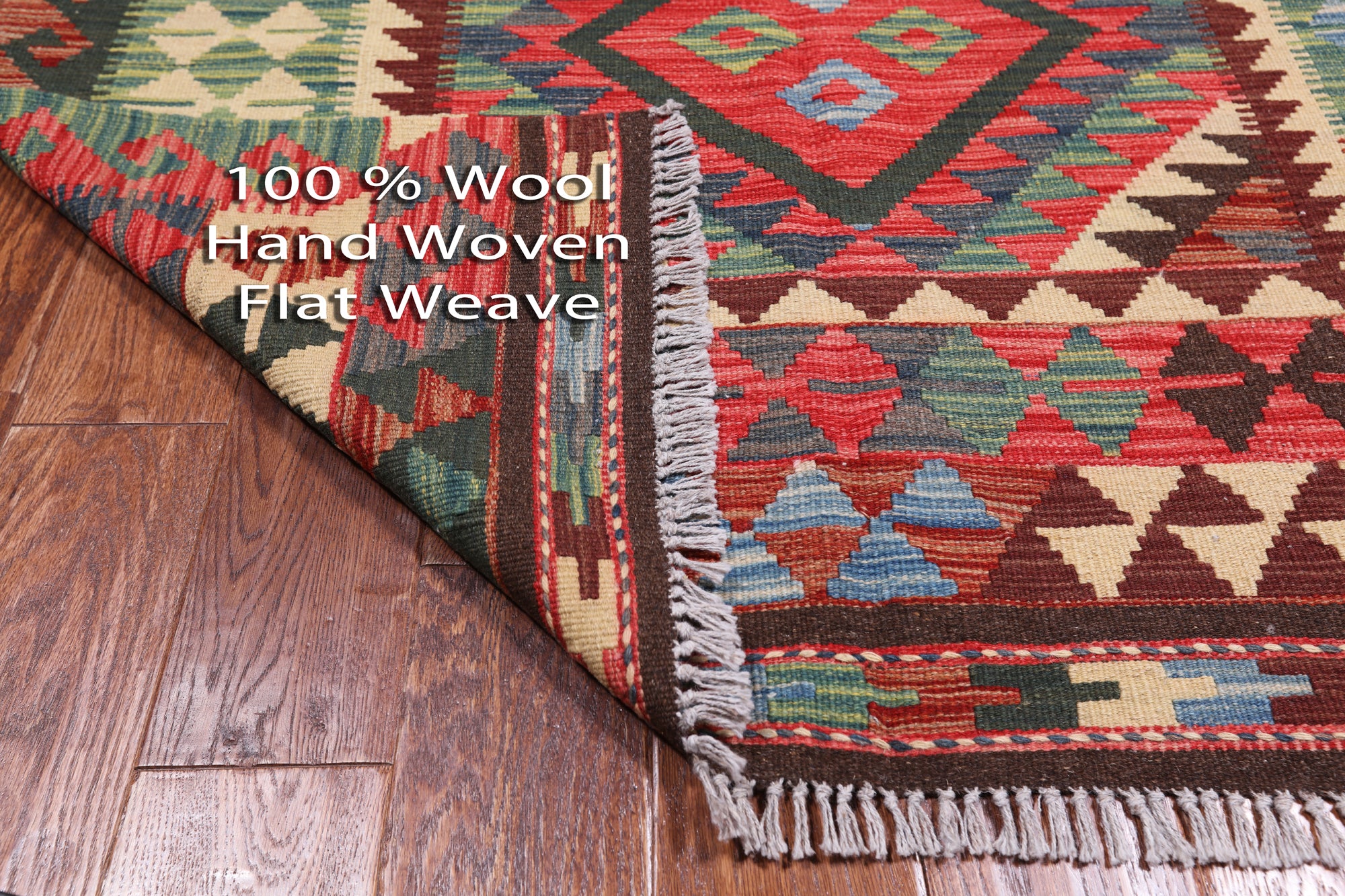 Reversible Kilim Flat Weave Wool On Wool Rug - 4' 1" X 5' 6"