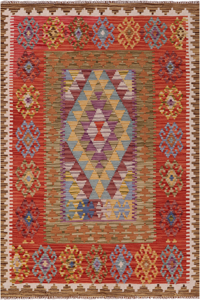 Reversible Kilim Flat Weave Wool On Wool Rug - 3' 10" X 5' 7"