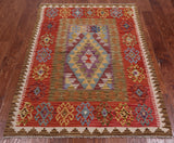 Reversible Kilim Flat Weave Wool On Wool Rug - 3' 10" X 5' 7"