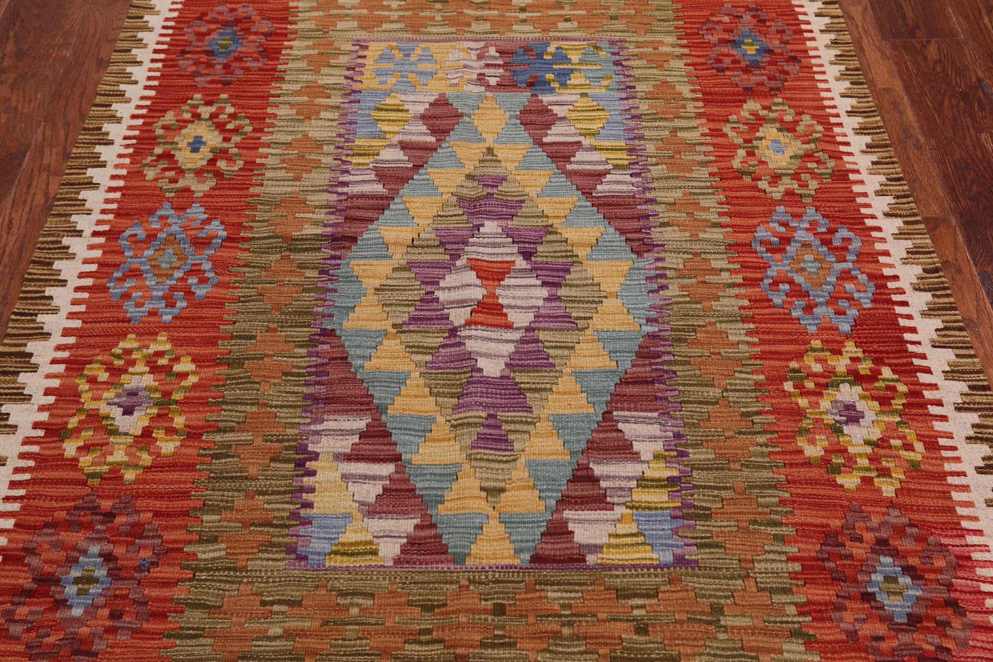 Reversible Kilim Flat Weave Wool On Wool Rug - 3' 10" X 5' 7"
