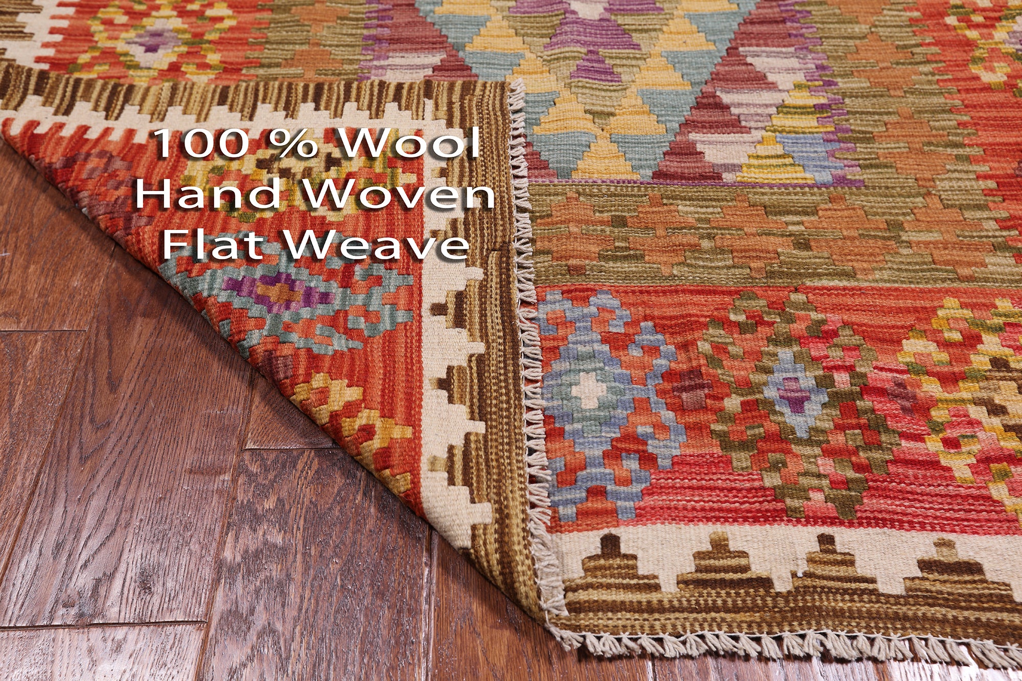 Reversible Kilim Flat Weave Wool On Wool Rug - 3' 10" X 5' 7"