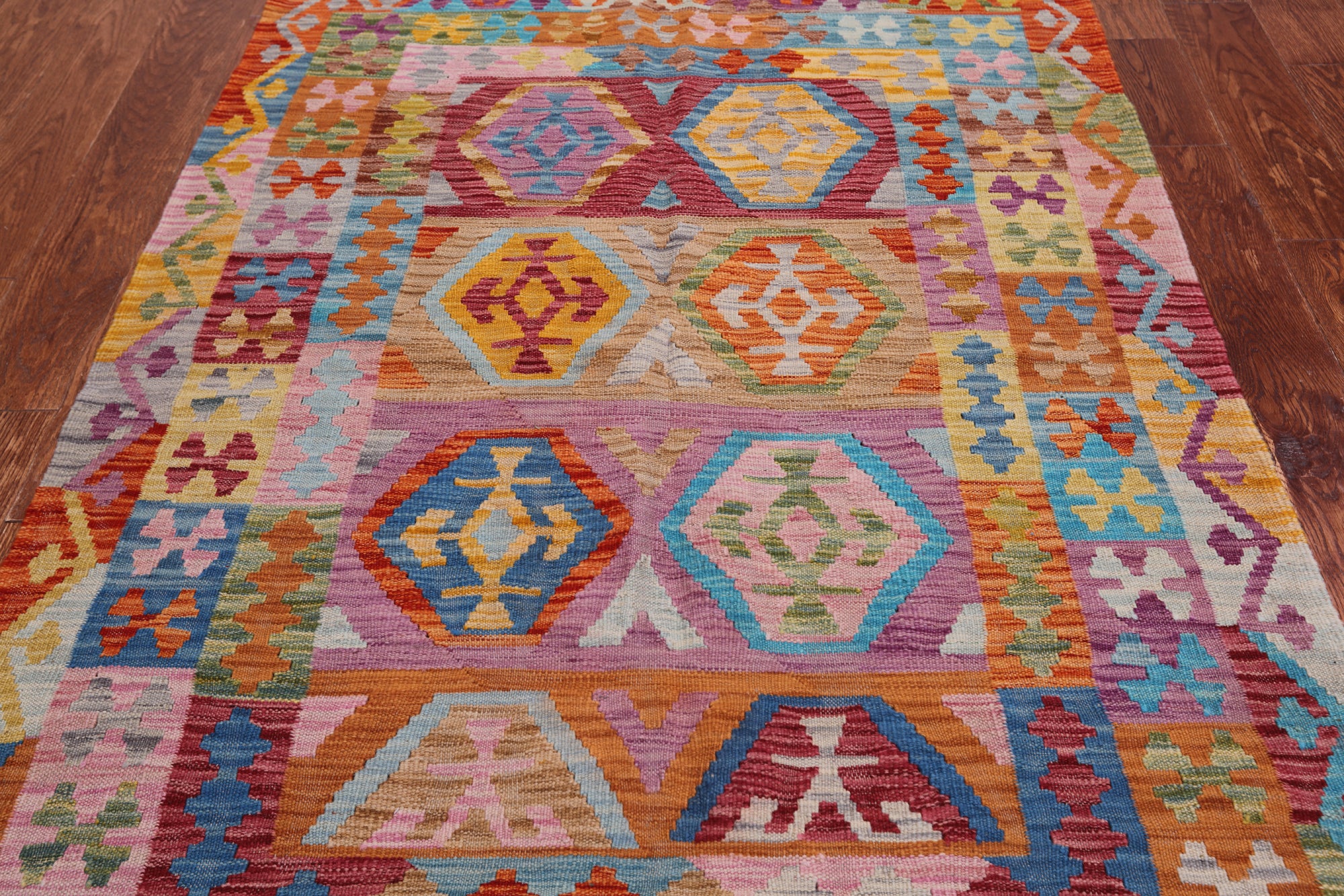 Reversible Kilim Flat Weave Wool On Wool Rug - 4' 3" X 5' 9"