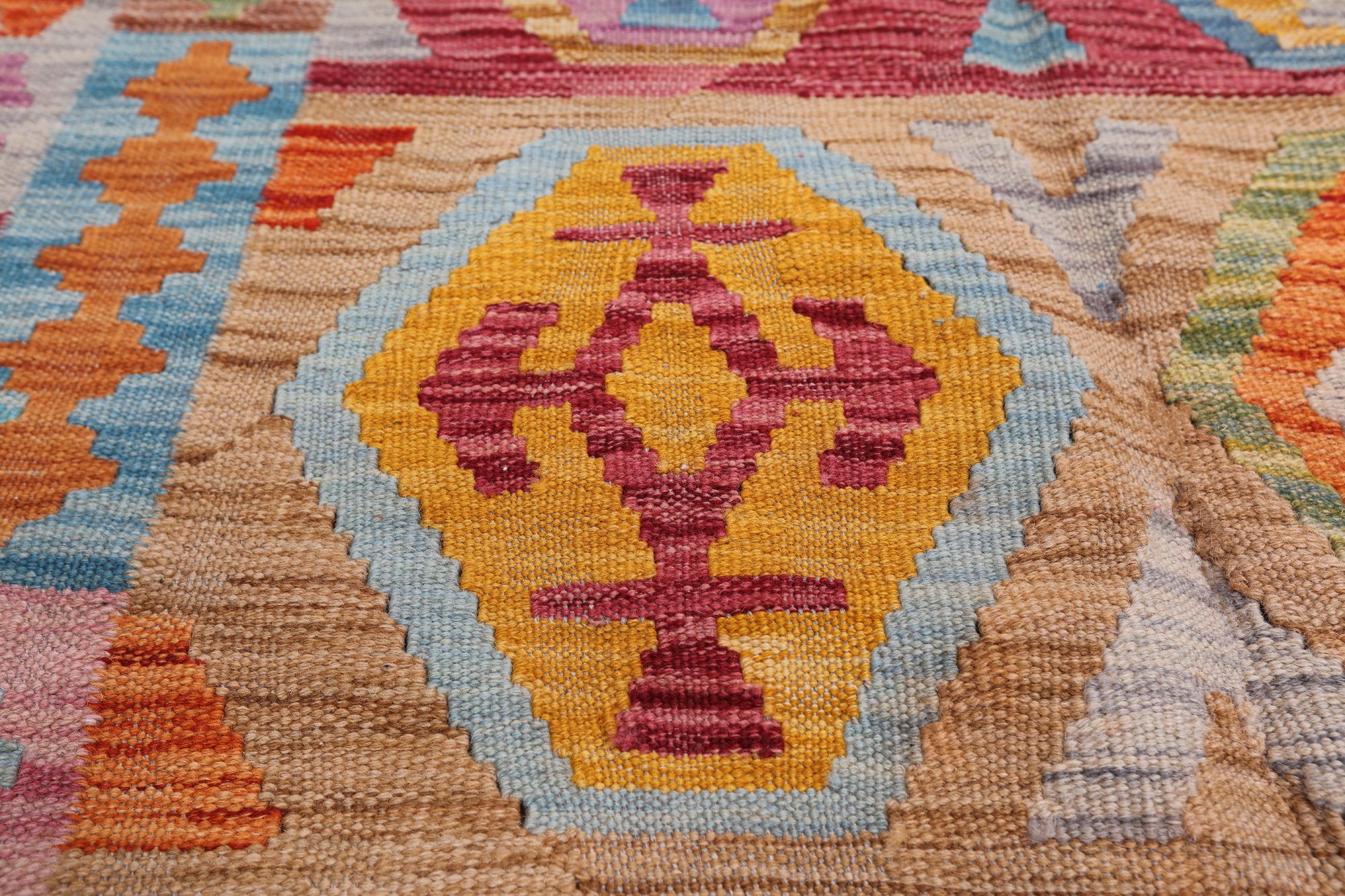 Reversible Kilim Flat Weave Wool On Wool Rug - 4' 3" X 5' 9"