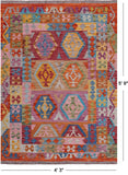 Reversible Kilim Flat Weave Wool On Wool Rug - 4' 3" X 5' 9"