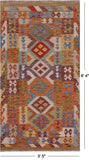 Reversible Kilim Flat Weave Wool On Wool Runner Rug - 3' 5" X 6' 4"