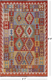 Reversible Kilim Flat Weave Wool On Wool Rug - 4' 1" X 6' 5"