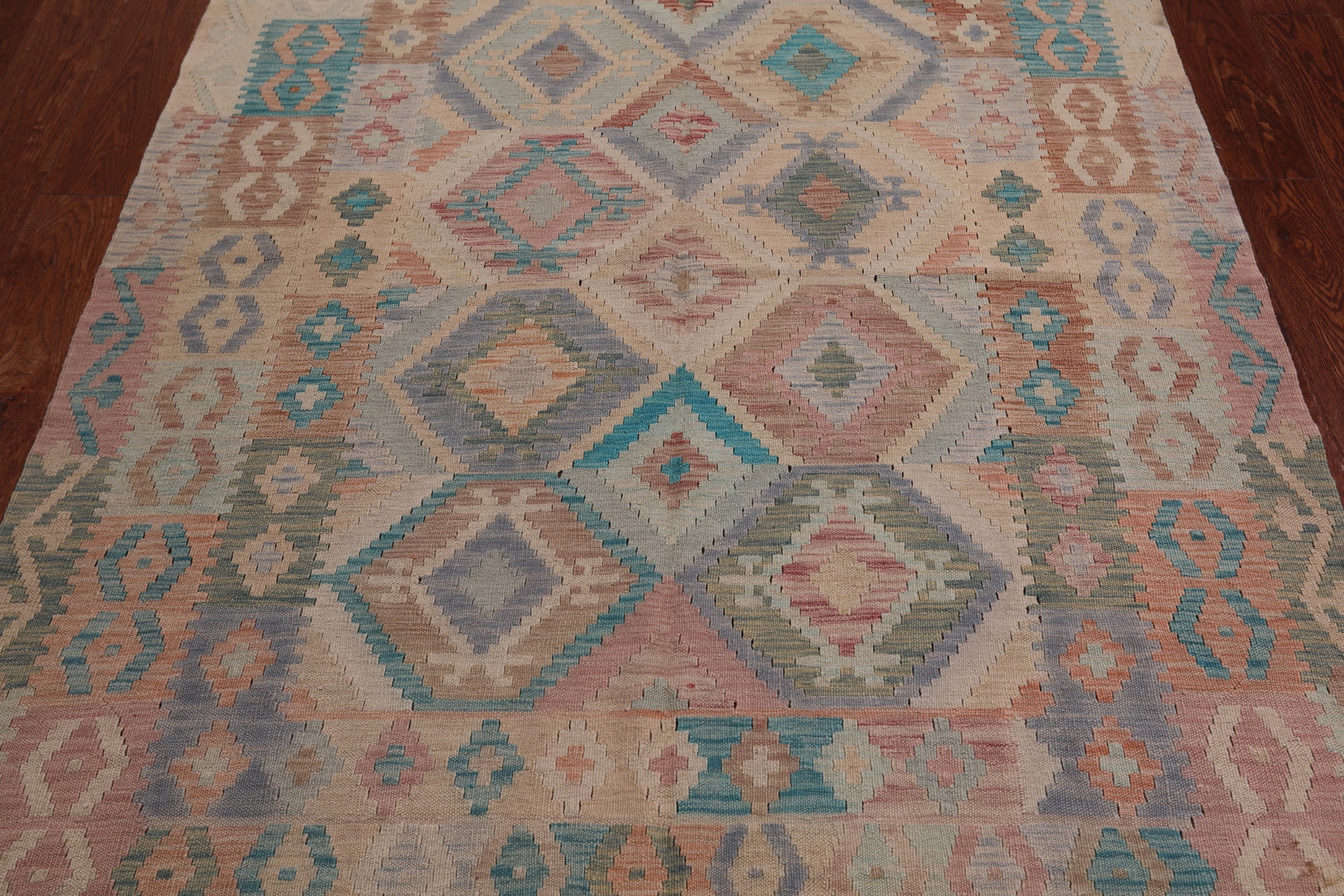 Reversible Kilim Flat Weave Wool On Wool Rug - 5' 0" X 6' 6"