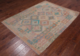 Reversible Kilim Flat Weave Wool On Wool Rug - 5' 0" X 6' 6"