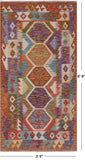 Reversible Kilim Flat Weave Wool On Wool Runner Rug - 3' 5" X 6' 6"
