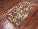 Reversible Kilim Flat Weave Wool On Wool Runner Rug - 3' 5" X 6' 6"