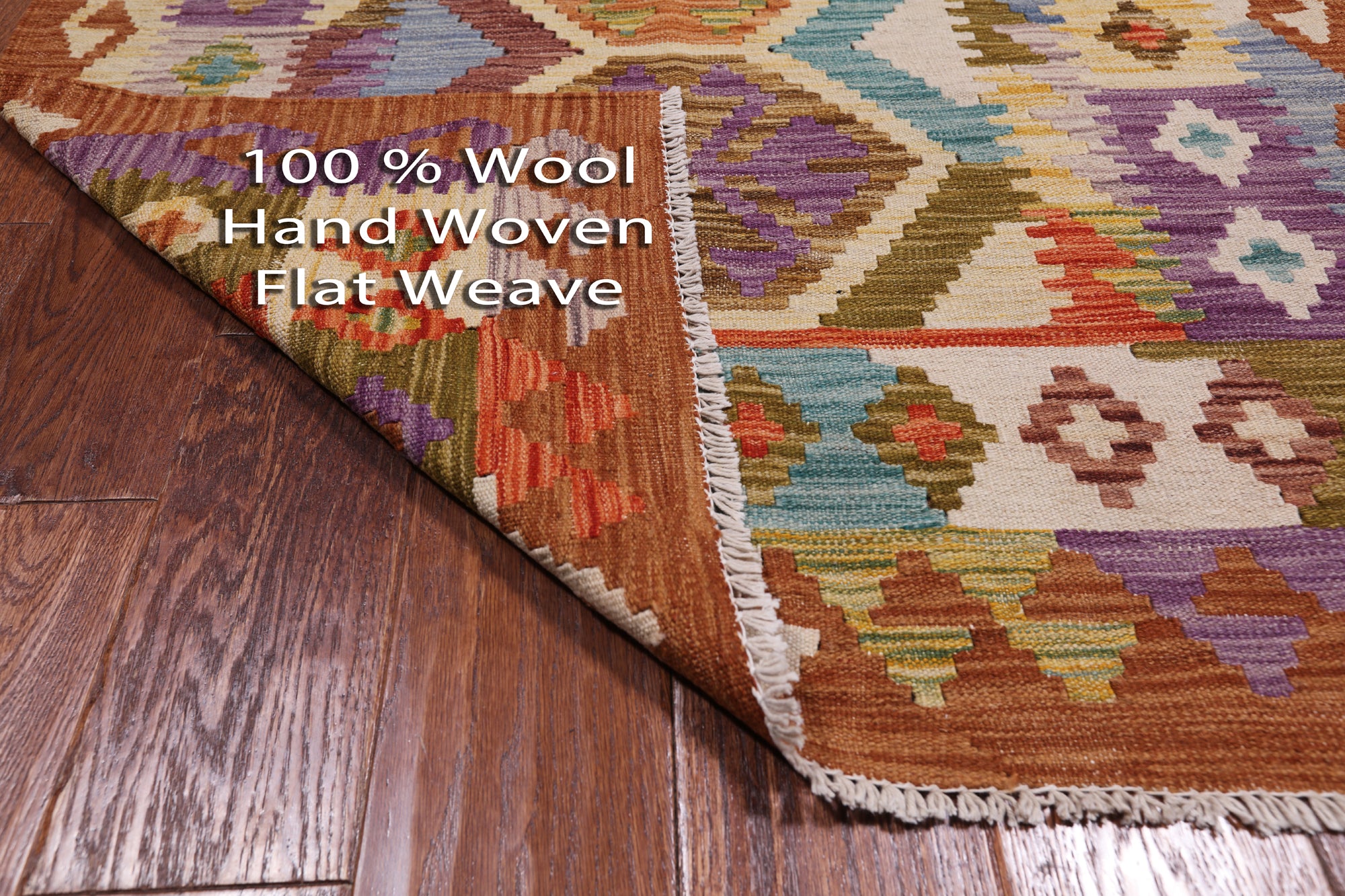Reversible Kilim Flat Weave Wool On Wool Runner Rug - 3' 5" X 6' 6"