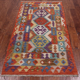 Reversible Kilim Flat Weave Wool On Wool Runner Rug - 3' 3" X 6' 6"