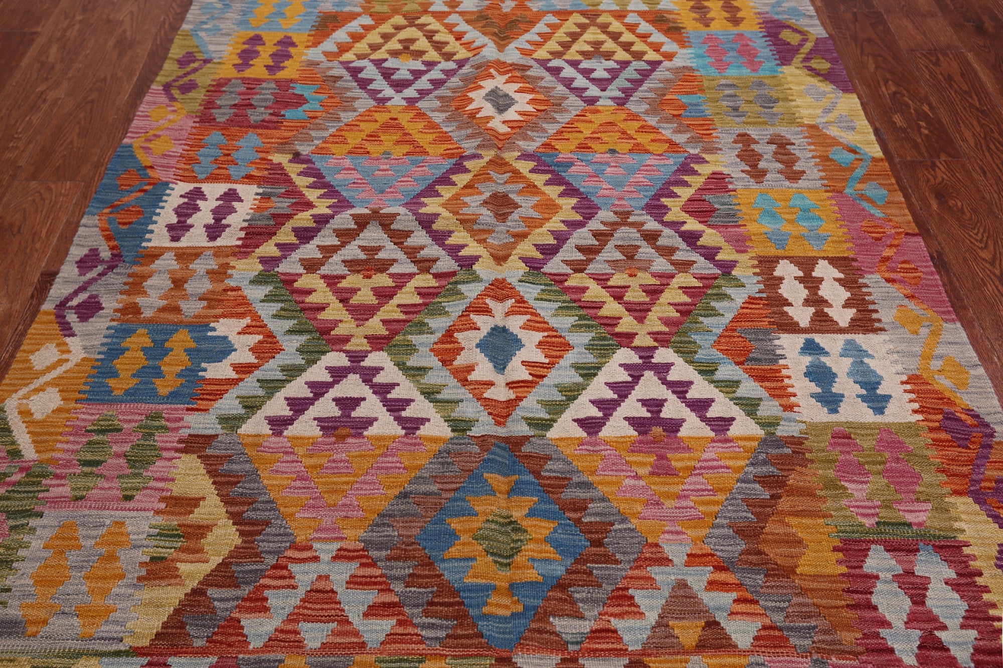 Reversible Kilim Flat Weave Wool On Wool Rug - 4' 10" X 6' 6"