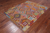 Reversible Kilim Flat Weave Wool On Wool Rug - 4' 10" X 6' 6"