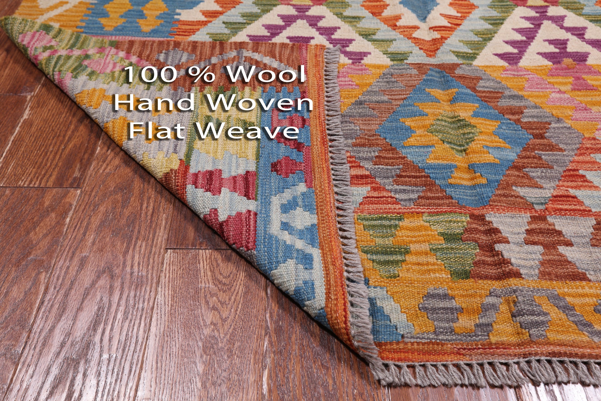 Reversible Kilim Flat Weave Wool On Wool Rug - 4' 10" X 6' 6"
