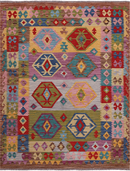 Reversible Kilim Flat Weave Wool On Wool Rug - 5' 0" X 6' 8"