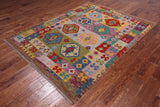Reversible Kilim Flat Weave Wool On Wool Rug - 5' 0" X 6' 8"