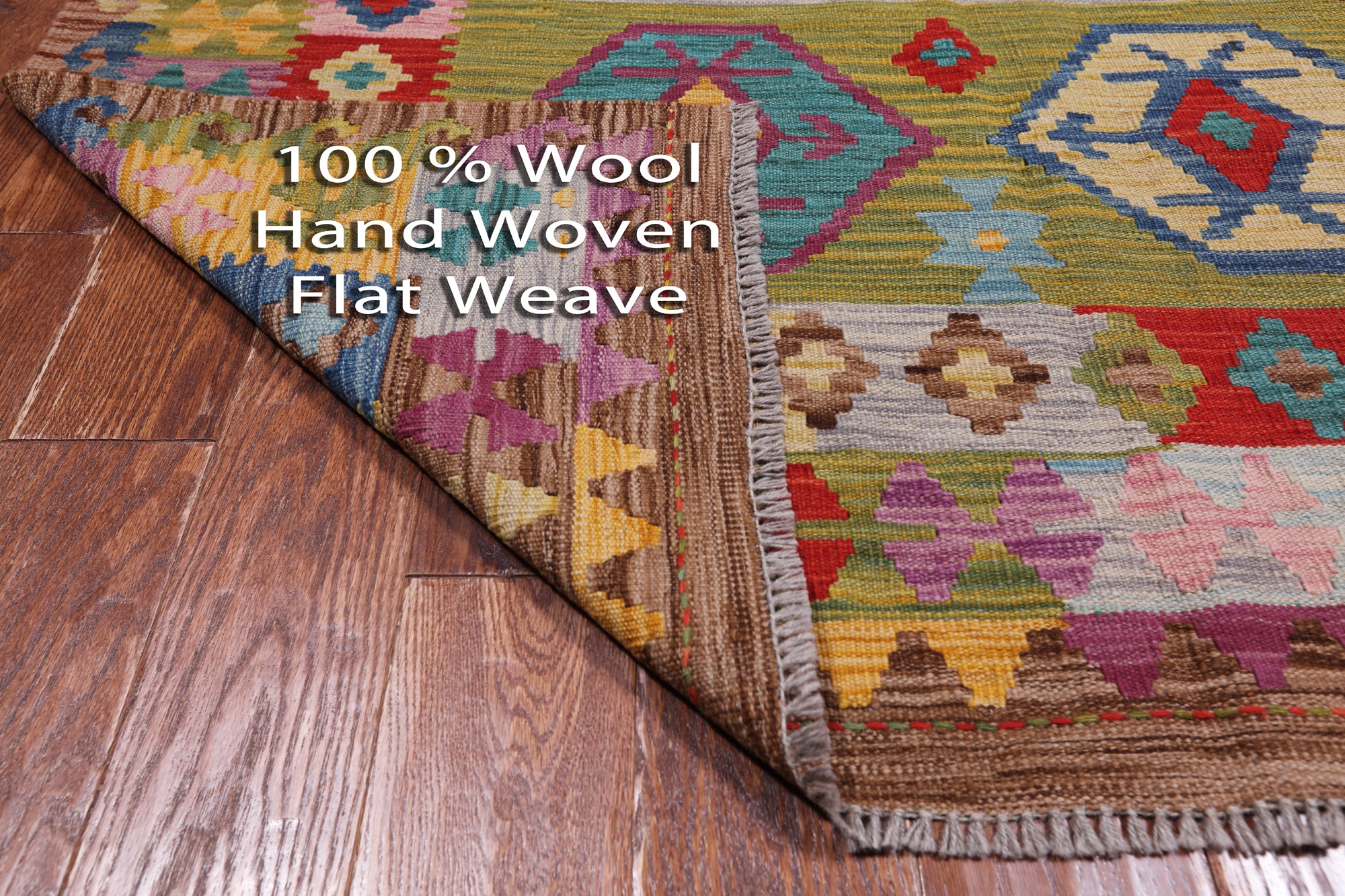 Reversible Kilim Flat Weave Wool On Wool Rug - 5' 0" X 6' 8"