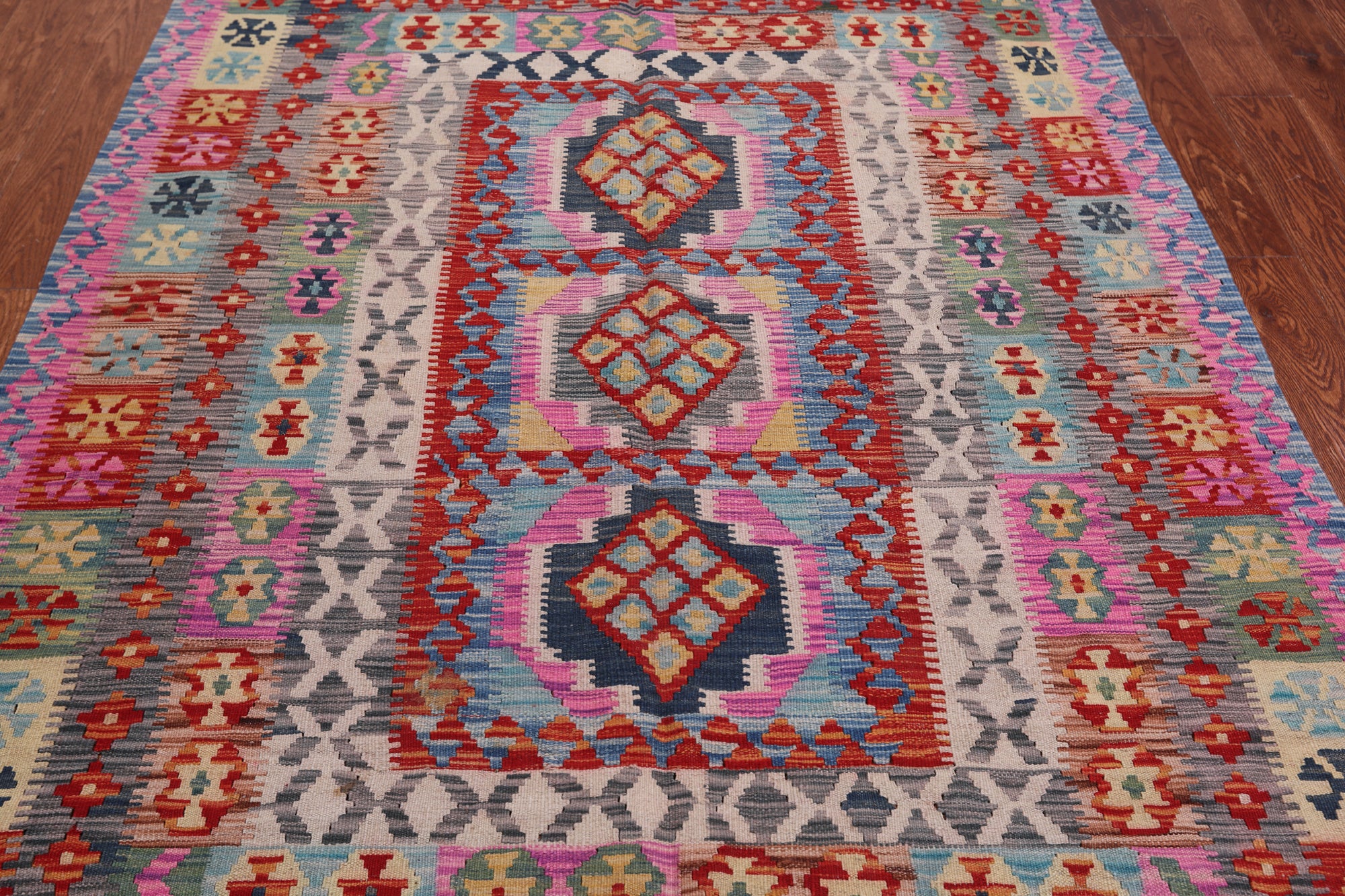 Reversible Kilim Flat Weave Wool On Wool Rug - 5' 3" X 6' 10"