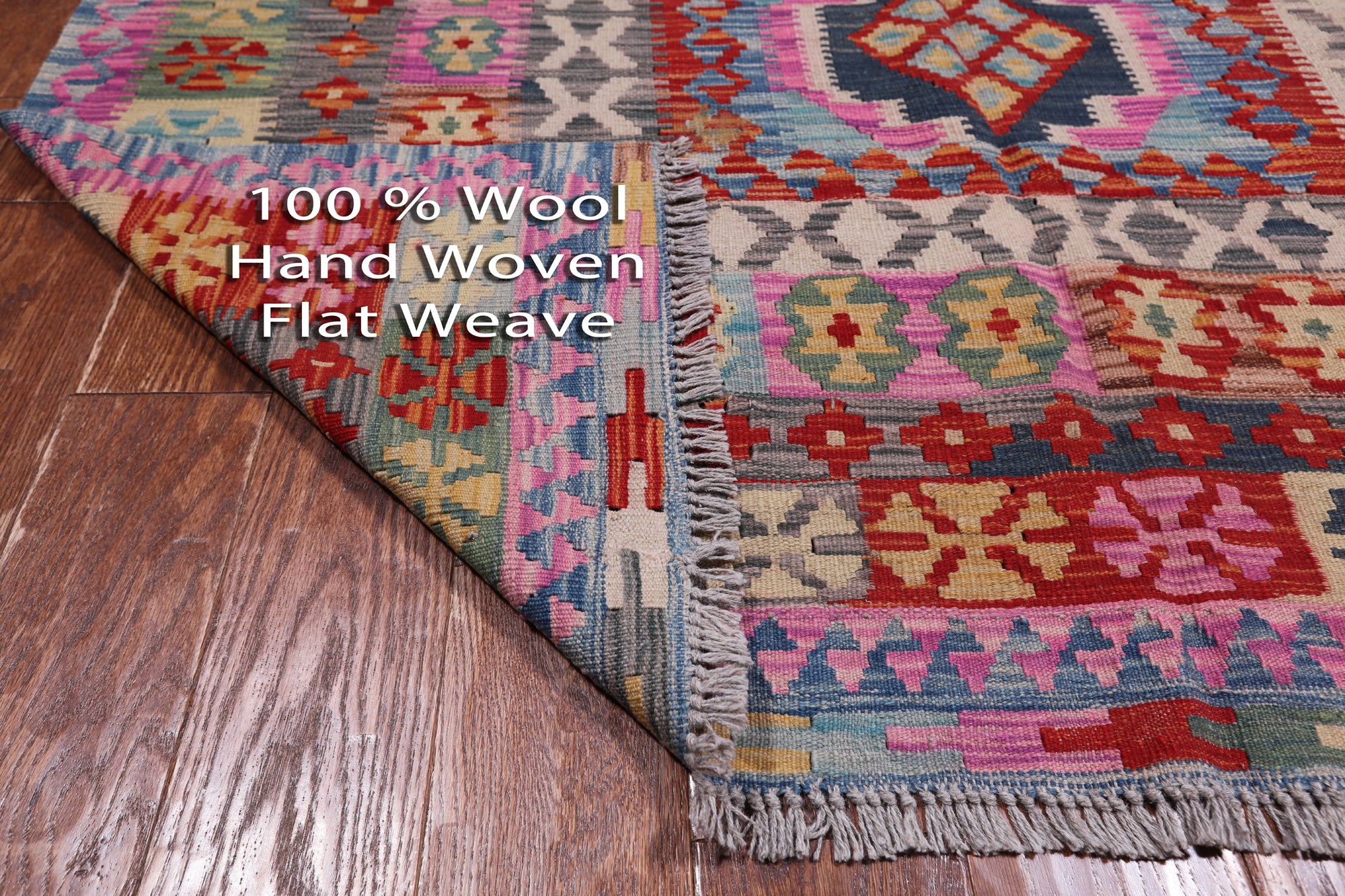 Reversible Kilim Flat Weave Wool On Wool Rug - 5' 3" X 6' 10"