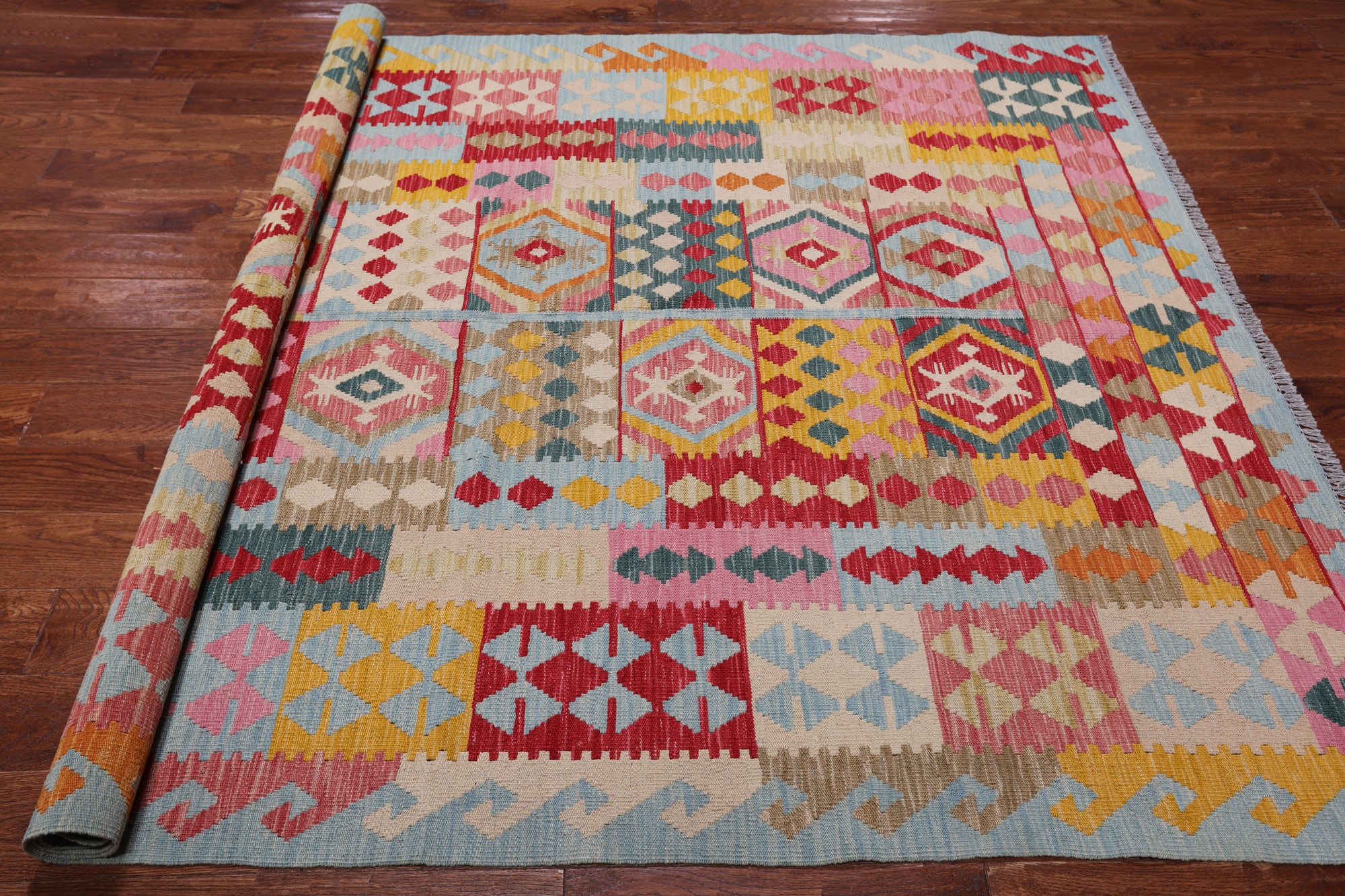 Reversible Kilim Flat Weave Wool On Wool Rug - 6' 0" X 8' 0"