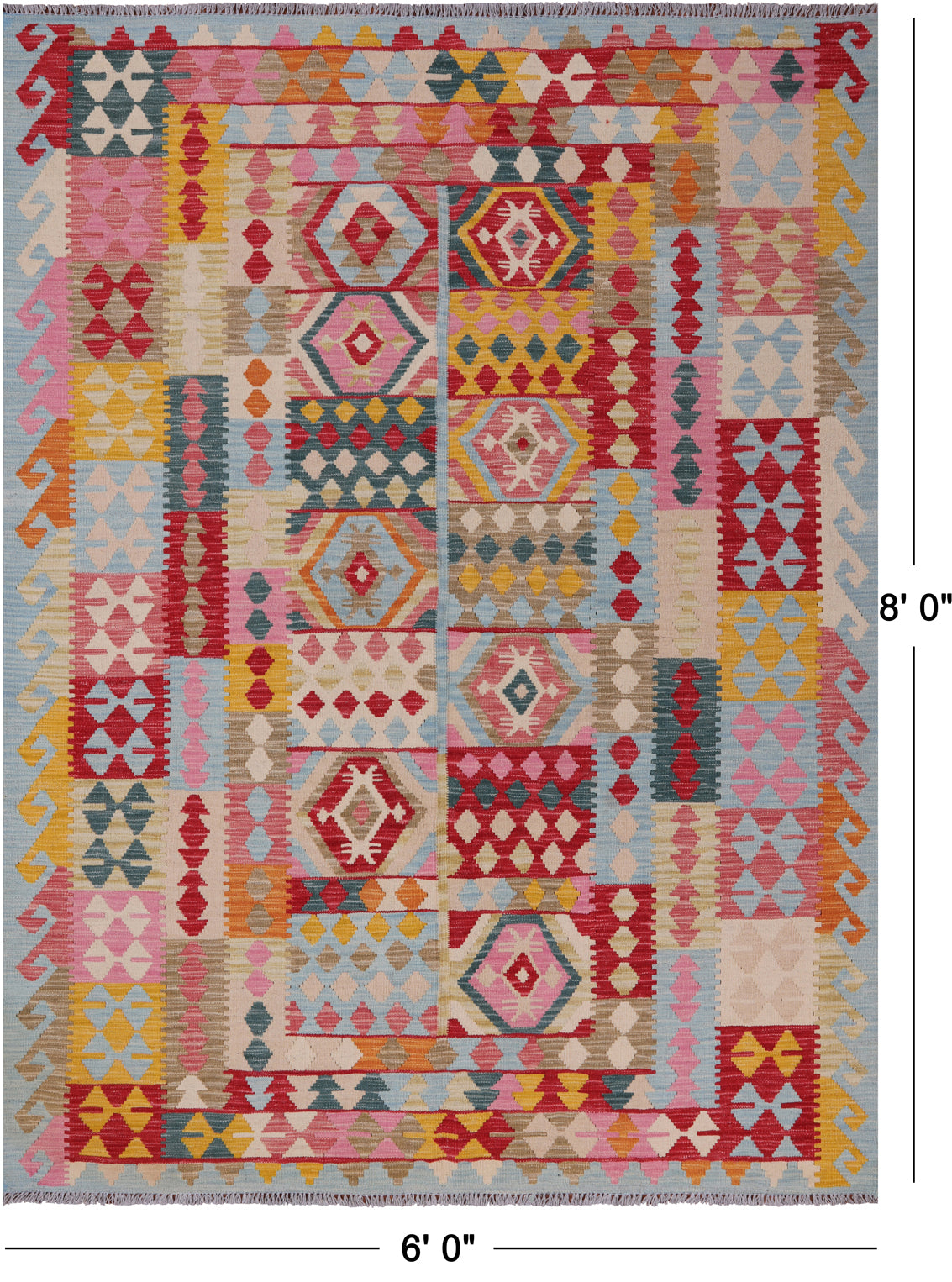 Reversible Kilim Flat Weave Wool On Wool Rug - 6' 0" X 8' 0"
