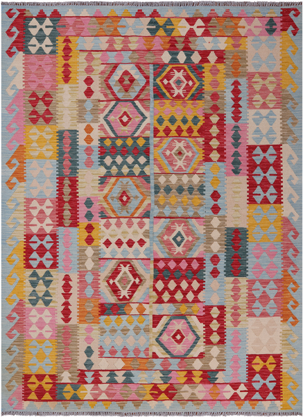 Reversible Kilim Flat Weave Wool On Wool Rug - 6' 0" X 8' 0"