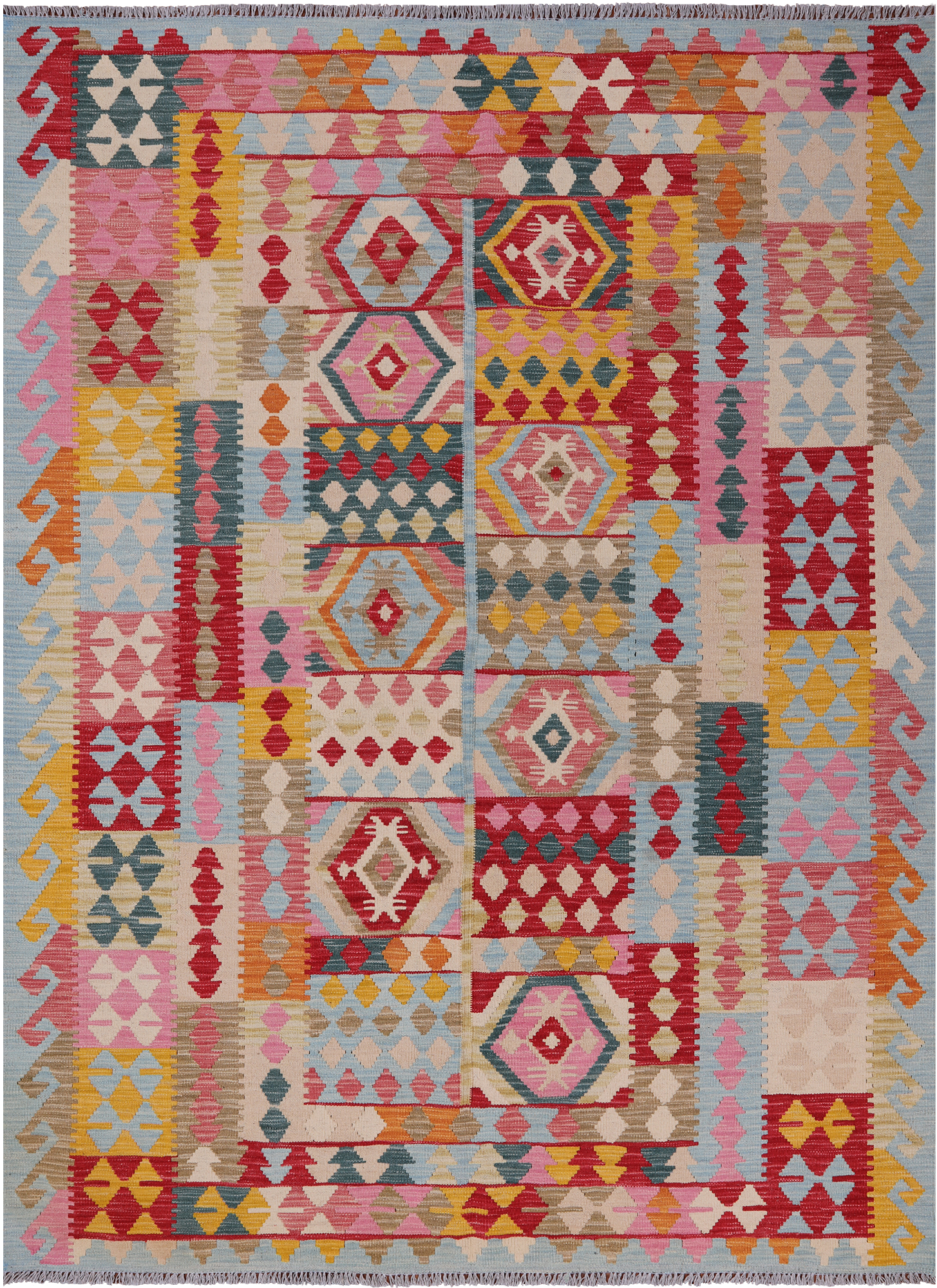 Reversible Kilim Flat Weave Wool On Wool Rug - 6' 0" X 8' 0"