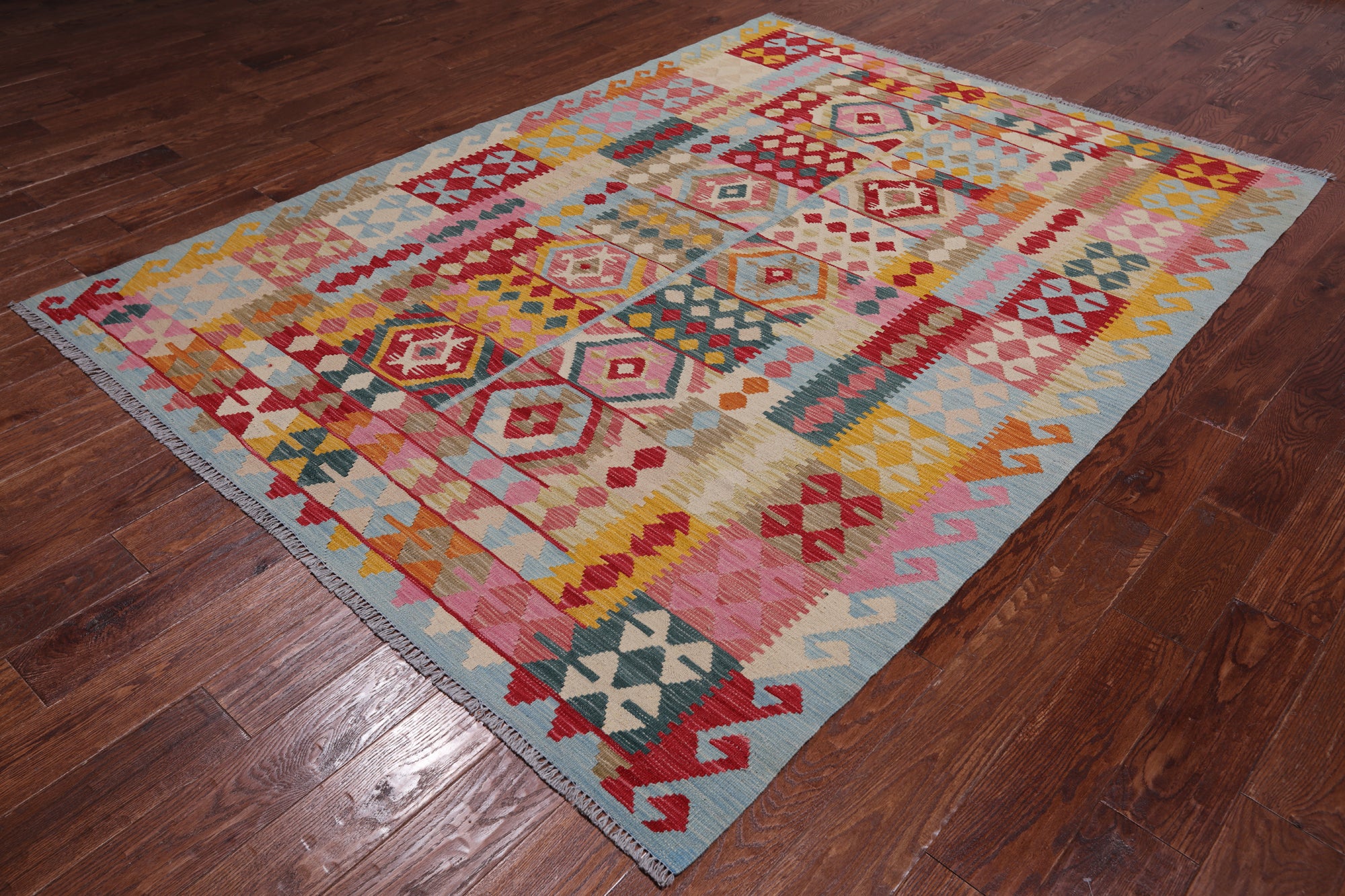 Reversible Kilim Flat Weave Wool On Wool Rug - 6' 0" X 8' 0"