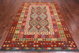 Reversible Kilim Flat Weave Wool On Wool Rug - 5' 7" X 8' 9"