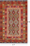 Reversible Kilim Flat Weave Wool On Wool Rug - 5' 7" X 8' 9"