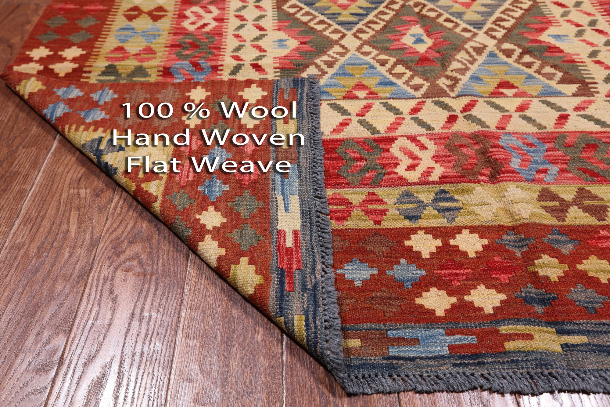 Reversible Kilim Flat Weave Wool On Wool Rug - 5' 7" X 8' 9"