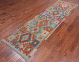 Reversible Kilim Flat Weave Wool On Wool Runner Rug - 2' 8" X 9' 7"