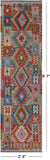 Reversible Kilim Flat Weave Wool On Wool Runner Rug - 2' 8" X 9' 7"