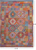 Reversible Kilim Flat Weave Wool On Wool Rug - 6' 10" X 9' 9"